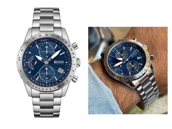Hugo Boss 1513850 Men’s Quartz Watch – 44mm Stainless Steel Case with Blue Dial